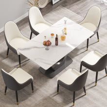 Load image into Gallery viewer, 63&quot; Modern Artificial Stone Panel V-Shaped Metal Legs, Can Accommodate 6-8 People
