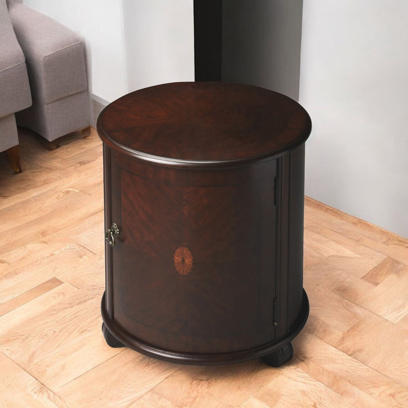 Round End Table - Dark Brown