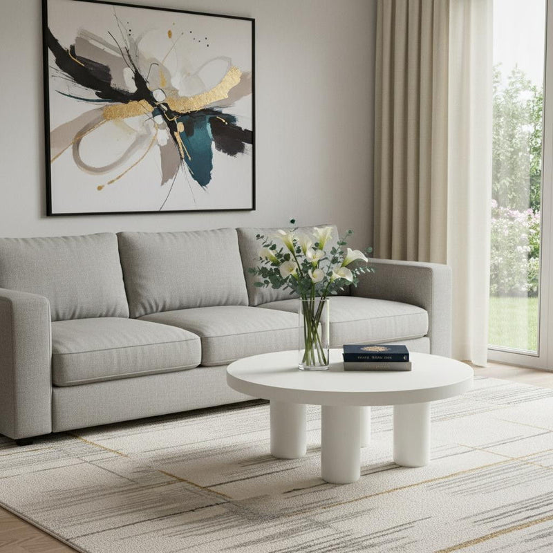 Wood Round Coffee Table - White