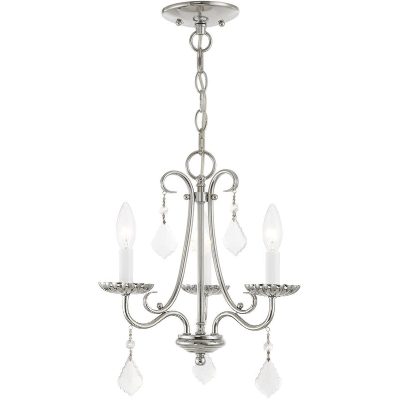 15" Three Light Dimmable Chandelier With Shades - Silver