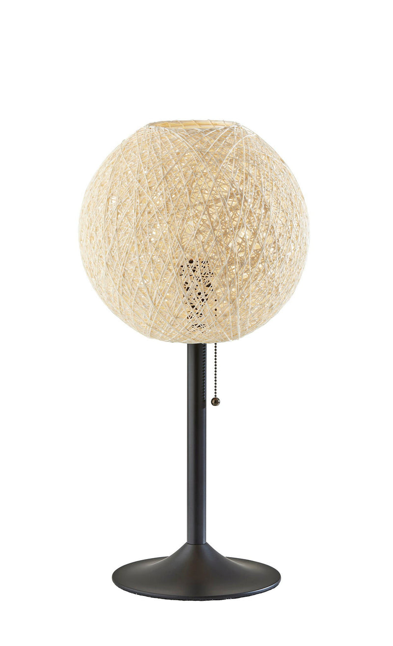 Metal Candlestick Table Lamp With Off-White Globe Shade - Antiqued Bronze