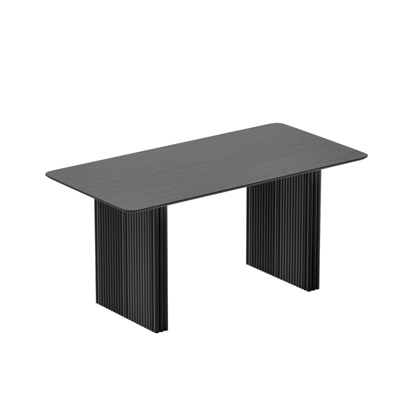 Wood Double Pedestal Base Dining Table - Black