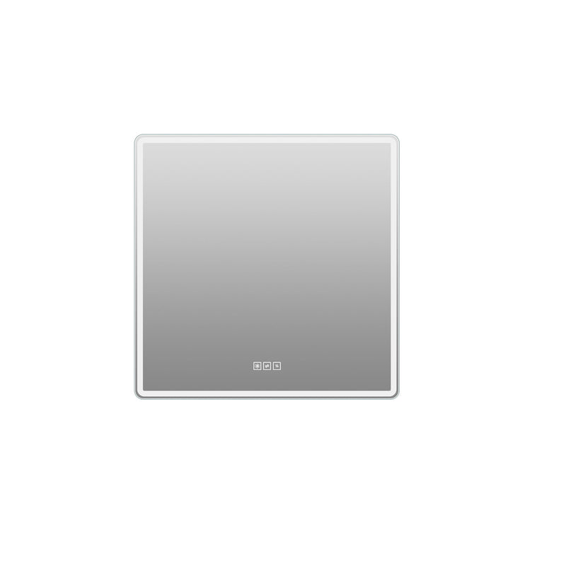 36 X 36 LED Bathroom Mirror With Dimmable Frosted Light Band, 3 Color Temperatures, Anti Fog, Memory & Auto Off - Silver