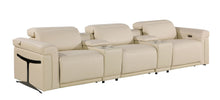 Load image into Gallery viewer, Top Grain Leather Reclining Metal USB Sofa (720364) - Beige
