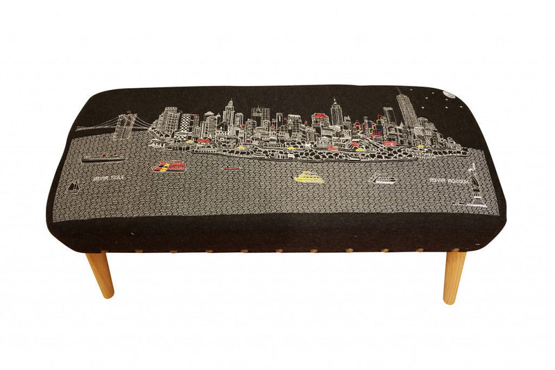 Wool Ottoman - Gray / Brown