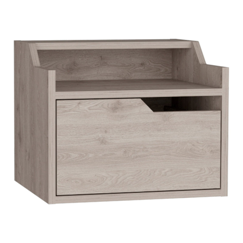 15.7" x 13.3" x 12.9" One Drawer Faux Wood Floating Nightstand - Gray