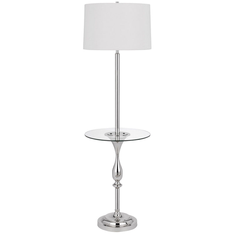 Tray Table Floor Lamp With White Transparent Glass Square Shade - Chrome