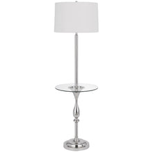Load image into Gallery viewer, Tray Table Floor Lamp With White Transparent Glass Square Shade - Chrome
