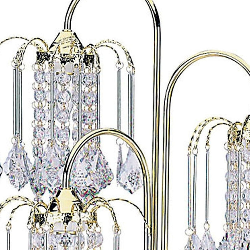Faux Crystal Three Light Chandelier Table Lamp - Gold