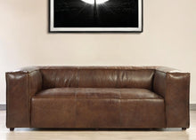 Load image into Gallery viewer, Top Grain Leather Sofa With Black Legs - Brown
