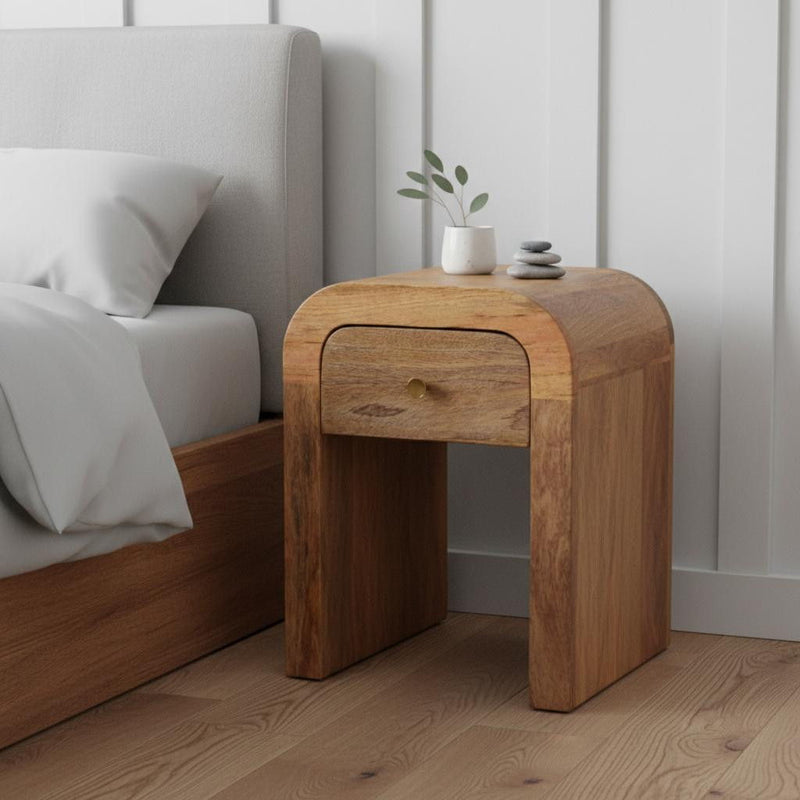 Solid Wood One Drawer Nightstand - Oak