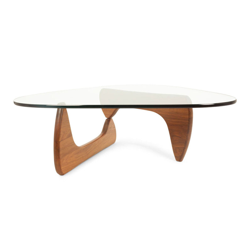 Glass And Solid Wood Triangle Coffee Table - Clear And Brown
