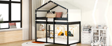 Load image into Gallery viewer, Twin Over Twin Bunk Bed Wood Bed with Tent, Espresso
