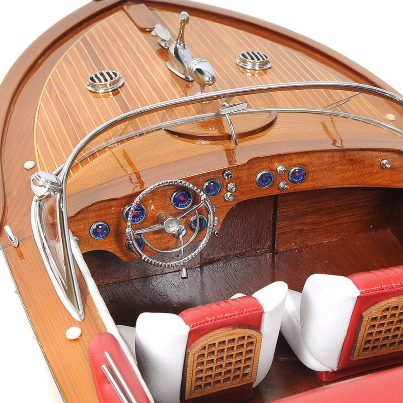 Hand Painted Riva Aquarama Speedboat Exclusive Display Case Edition Model Boat - Aqua