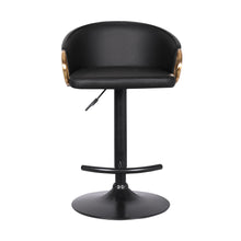 Load image into Gallery viewer, Faux Leather And Iron Swivel Low Back Adjustable Height Bar Chair - Black
