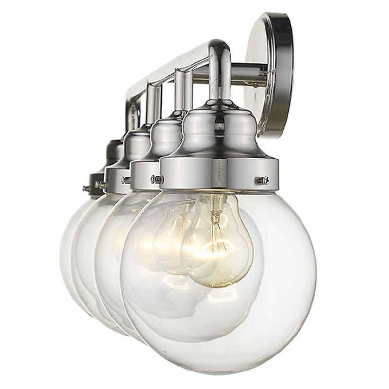 Metal And Glass Vanity Flush Mounted Sconce (398705) - Silver And Clear
