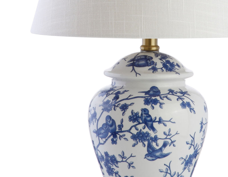 22" Urn Table Lamp With Empire Shade - Blue / Gold / White
