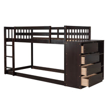 Load image into Gallery viewer, Twin over Twin Bunk Bed with 4 Drawers and 3 Shelves-Espresso(OLD SKU: LP000067AAP)
