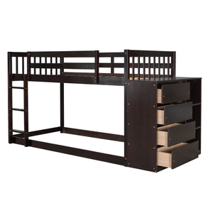 Twin over Twin Bunk Bed with 4 Drawers and 3 Shelves-Espresso(OLD SKU: LP000067AAP)