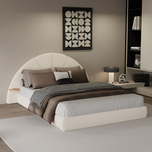 Load image into Gallery viewer, Queen Arched Bed With Small Table, Floor Standing Design - Beige
