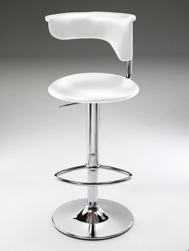 Faux Leather And Metal Low Back Adjustable Height Bar Chair (555041) - White And Silver