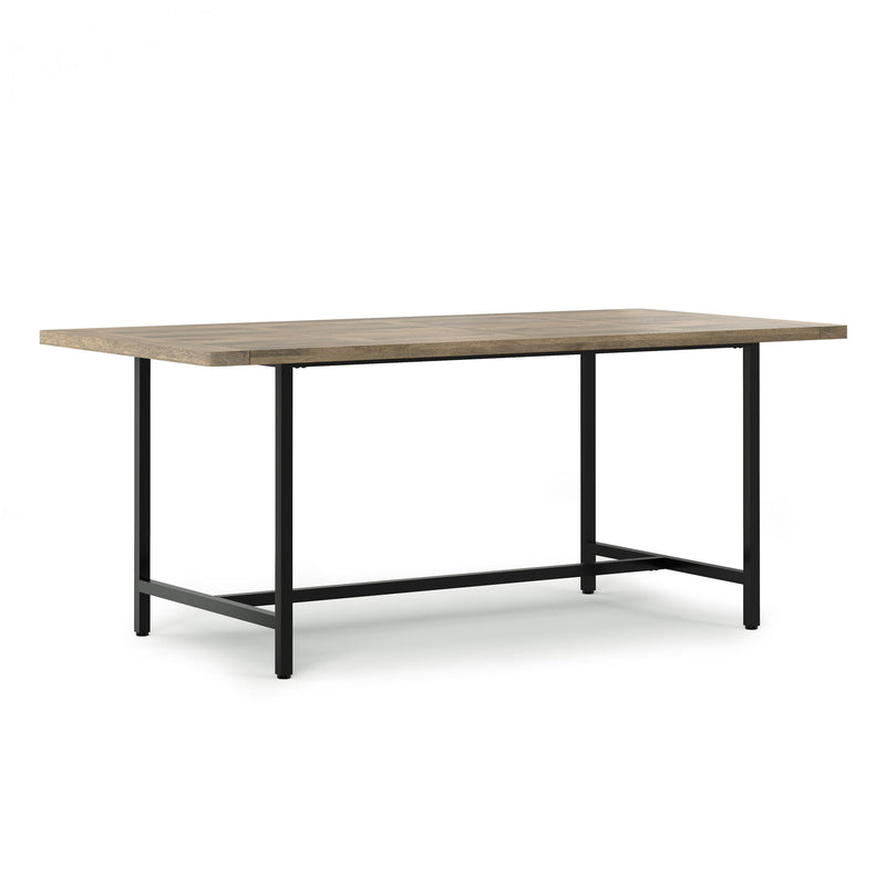 72" Solid Wood Iron Frame Base Dining Table - Gray / Black