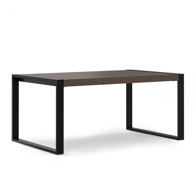 66" Solid Wood Iron Frame Base Dining Table - Gray / Black