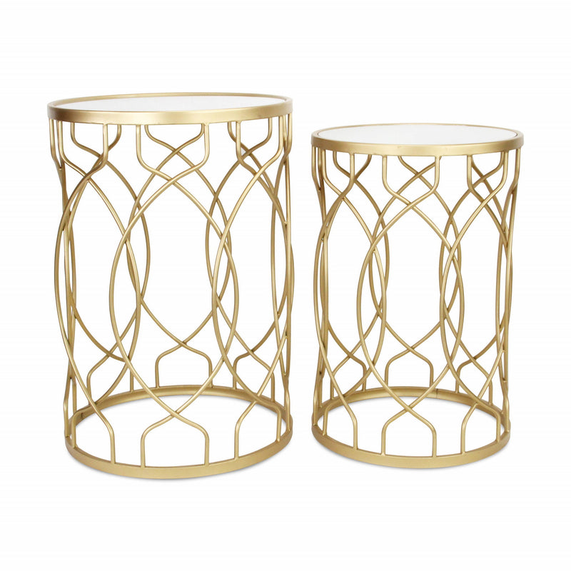 Mirrored And Steel Round Nested Tables (Set of 2) - Gold