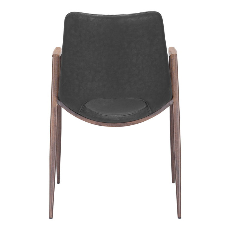 Faux Leather Steel Open Back Dining Arm Chairs (Set of 2) - Black