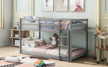 Load image into Gallery viewer, Twin over Twin Floor Bunk Bed with Ladder , Gray(Old SKU:WF281727AAE/WF286602AAE)
