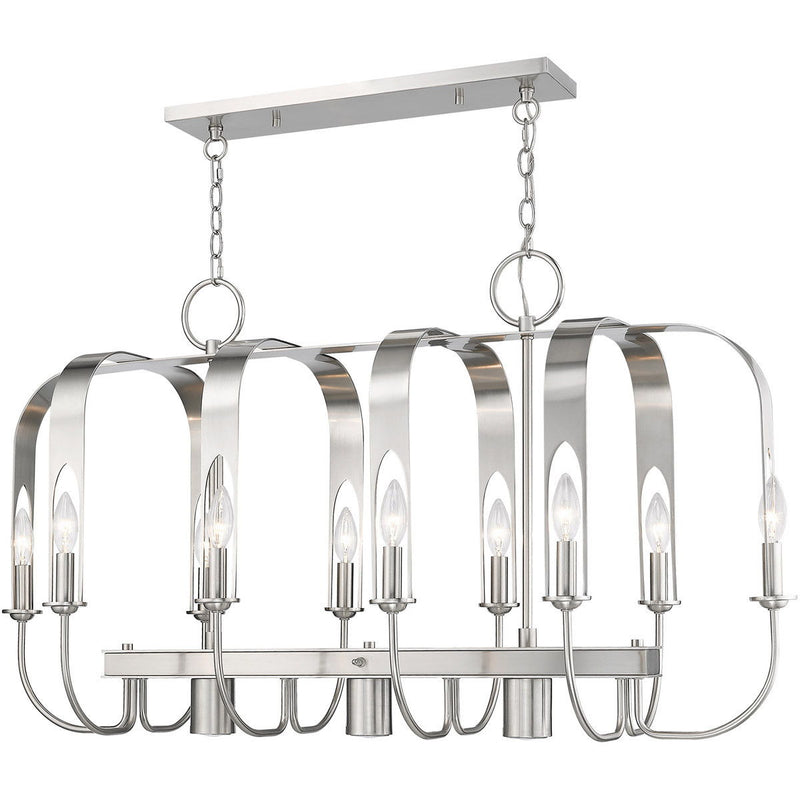 Multi Light Metal Dimmable Chandelier With Shades - Nickel