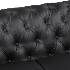 65.5" Modern Sofa Couch PU Upholstered Loveseat Sofa with Sturdy Metal Legs, Button Tufted Back for Living Room,Apartment,Home Office, Black