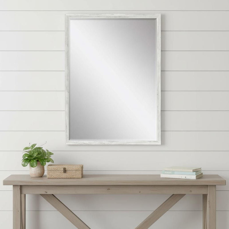 39" Wood Accent Mirror - White