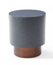 Load image into Gallery viewer, Galvanized Metal Round End Table - Antiqued Copper And Gray
