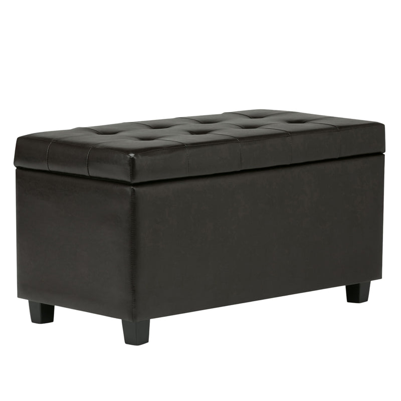 Transitional Upholstery Storage Ottoman - Dark Brown / Brown