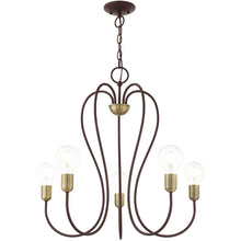 Load image into Gallery viewer, 25'' Five-Light Dimmable Chandelier With Shades - Bronze

