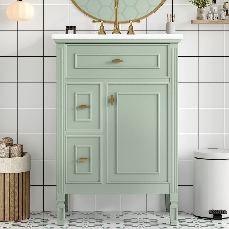 Modern Bathroom Vanity With Sink, Flip Drawer, 2 Drawers, Adjustable Shelf