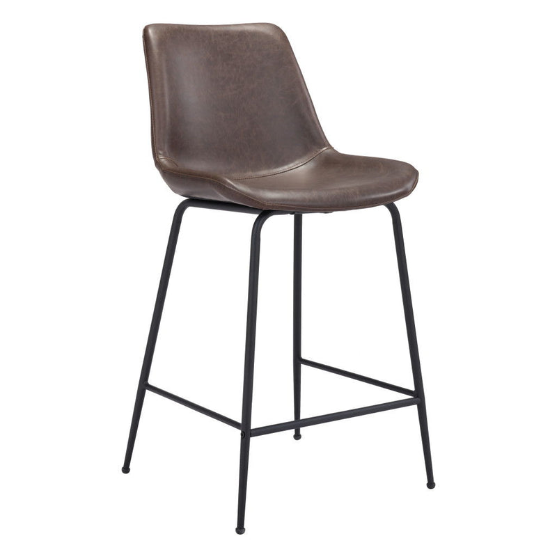 Steel Low Back Counter Height Bar Chair - Brown And Black