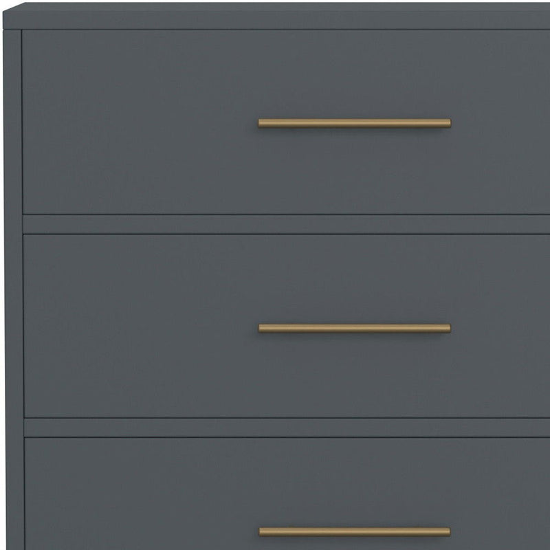 33" Solid Wood Five Drawer Dresser - Dark Gray