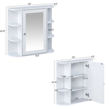 Load image into Gallery viewer, Bathroom Wall Storage Cabinet With Mirror And Adjustable Shelf, 6 Open Shelves
