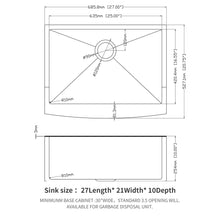 Load image into Gallery viewer, Farmhouse Kitchen Sink, Stainless Steel, Apron Front
