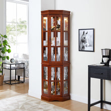Load image into Gallery viewer, Corner Curio Cabinet With 5 Shelves And Lighting System (E26 Light Bulb Not Included)
