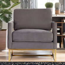 Load image into Gallery viewer, 34" Velvet Arm Chair - Gray And Gold
