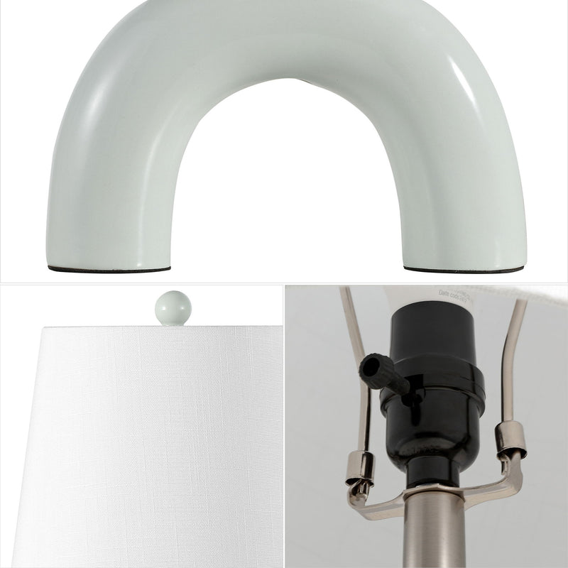 Geometric Arched Lamps With Empire Shades (Set of 2) - White