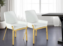 Load image into Gallery viewer, Contemporary Upholstered Faux Leather Dining Arm Chair - White
