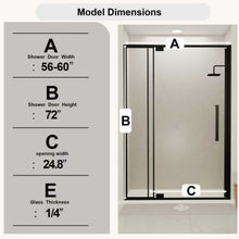 Load image into Gallery viewer, Semi Frameless Pivot Hinged Shower Door, Reversible Design
