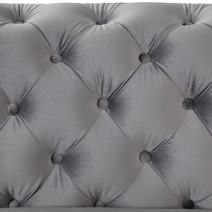 40.5" Velvet Upholstered Accent Sofa,Modern Single Sofa Chair with Button Tufted Back,Modern Single Couch for Living Room,Bedroom,or Small Space,Gray