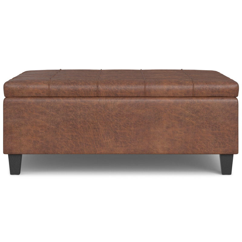 Transitional Cocktail Ottoman With Storage - Brown