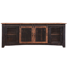 Load image into Gallery viewer, Solid Wood Cabinet Enclosed, Storage Distressed TV Stand - Black
