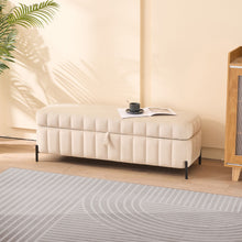 Load image into Gallery viewer, Wide Upholstered Storage Soft Bench Ottoman With Metal Legs
